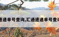 汇通速递单号查询,汇通速递单号查询官网