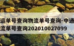 中通快运单号查询物流单号查询-中通快运单查询物流单号查询202010027099