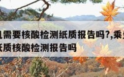 坐飞机需要核酸检测纸质报告吗?,乘坐飞机需要纸质核酸检测报告吗