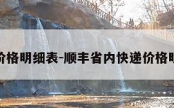 快递价格明细表-顺丰省内快递价格明细表