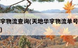 天地华宇物流查询(天地华宇物流单号查询客服电话)